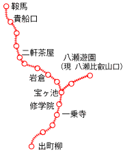 京福電気鉄道 叡山本線・鞍馬線(叡山電鉄)路線図